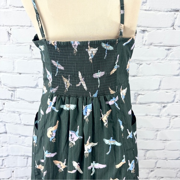 Free People Sunshine Of Your Love Midi Dress Bird Gray Women’s 8 Summer Tropical - Picture 4 of 15
